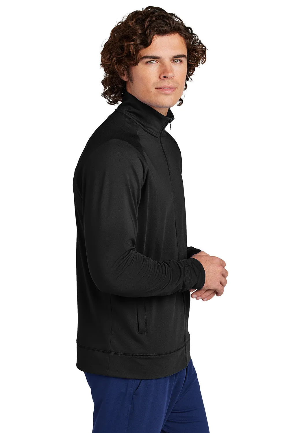 Sport-Tek Mens Sport-Wick Moisture Wicking Full Zip Cadet Jacket - Black