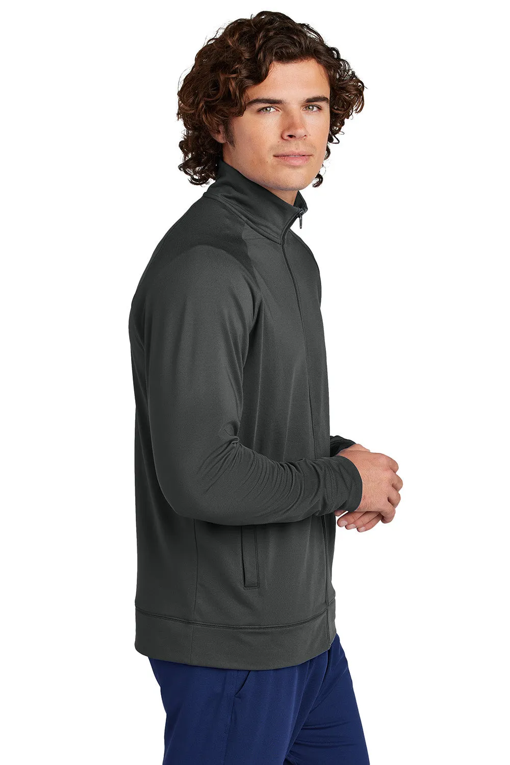 Sport-Tek Mens Sport-Wick Moisture Wicking Full Zip Cadet Jacket - Charcoal Grey