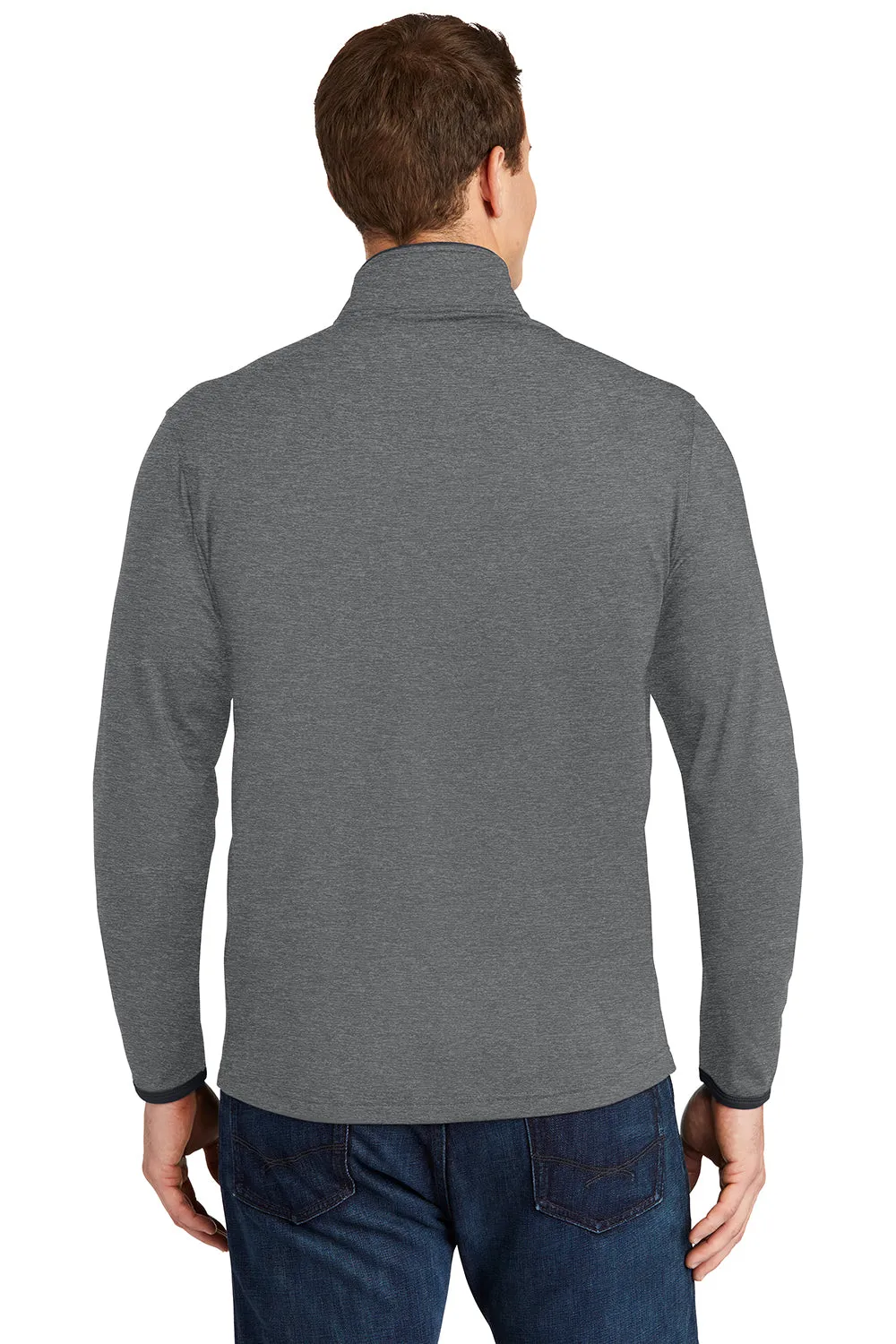 Sport-Tek Mens Sport-Wick Moisture Wicking Full Zip Jacket - Heather Charcoal Grey/Charcoal Grey