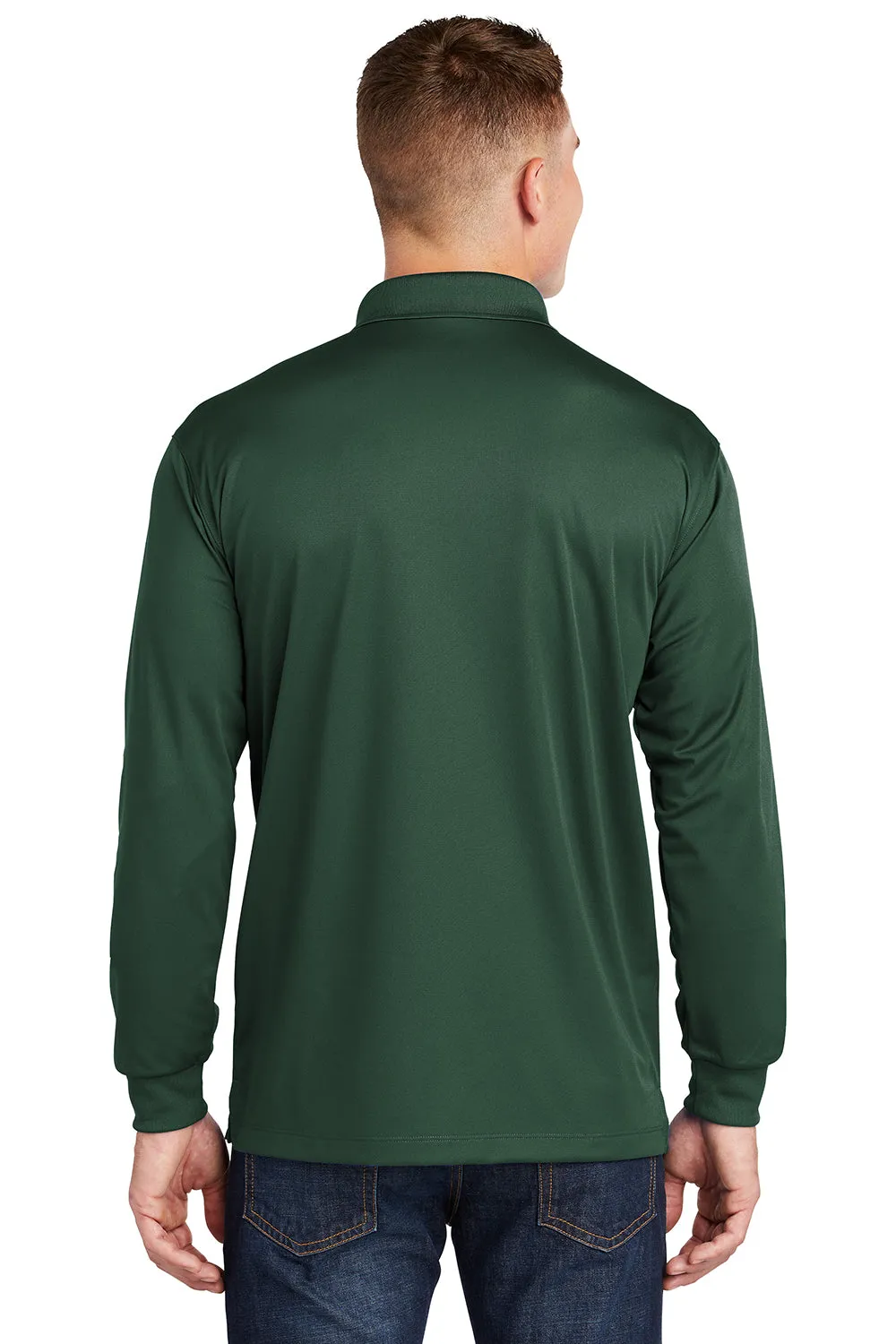 Sport-Tek Mens Sport-Wick Moisture Wicking Long Sleeve Polo Shirt - Forest Green