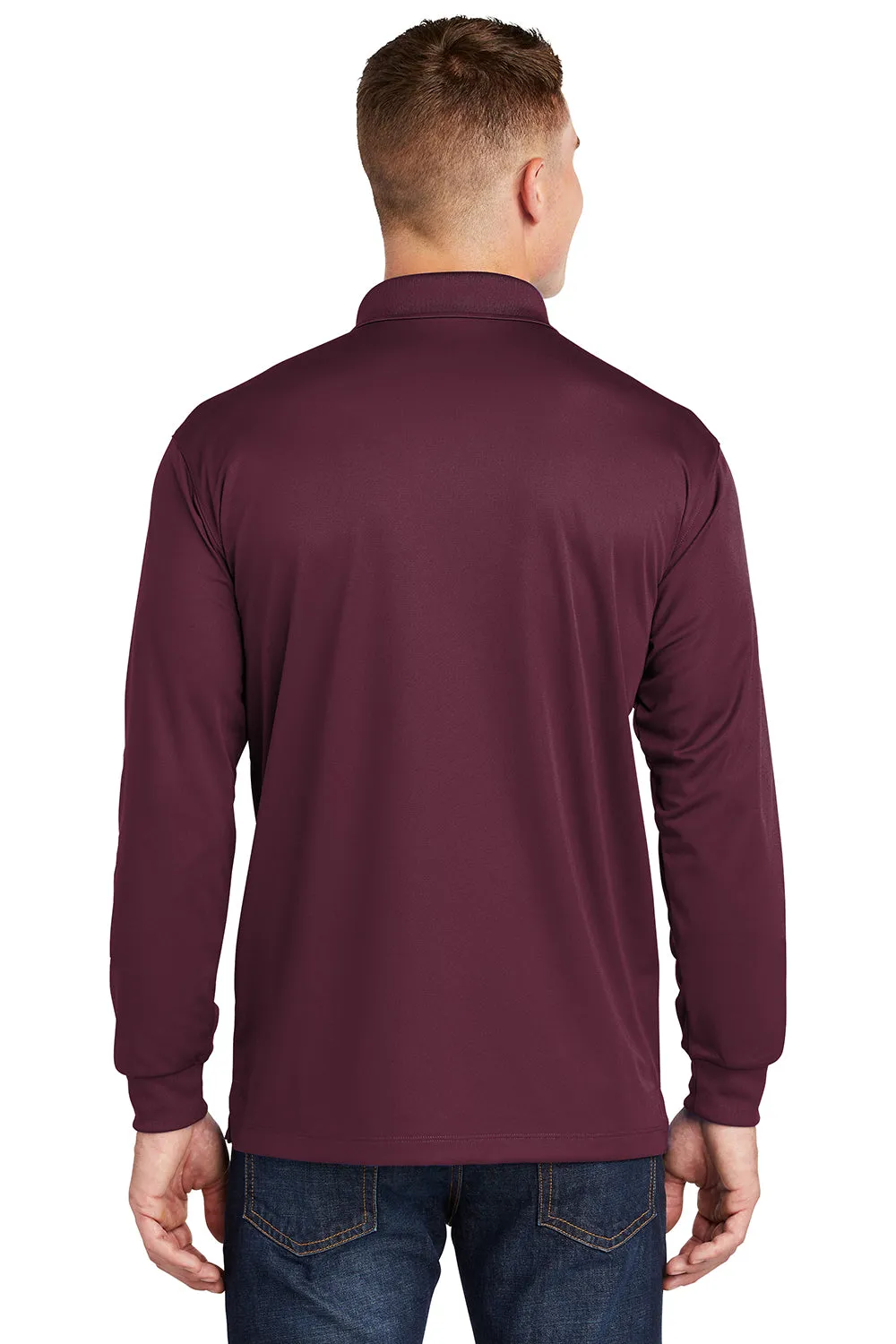 Sport-Tek Mens Sport-Wick Moisture Wicking Long Sleeve Polo Shirt - Maroon