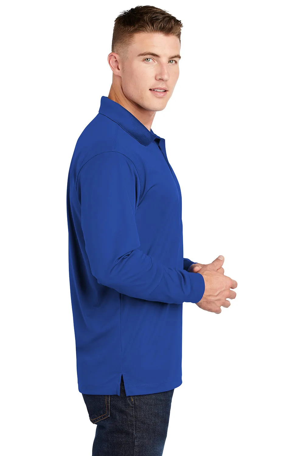 Sport-Tek Mens Sport-Wick Moisture Wicking Long Sleeve Polo Shirt - True Royal Blue