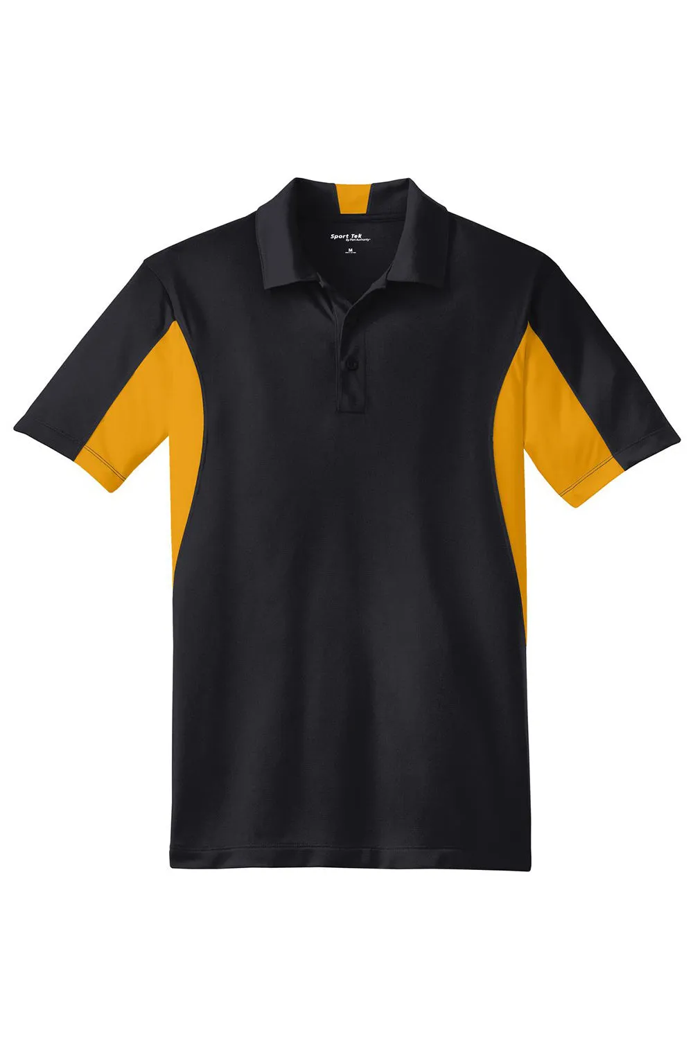 Sport-Tek Mens Sport-Wick Moisture Wicking Short Sleeve Polo Shirt - Black/Gold