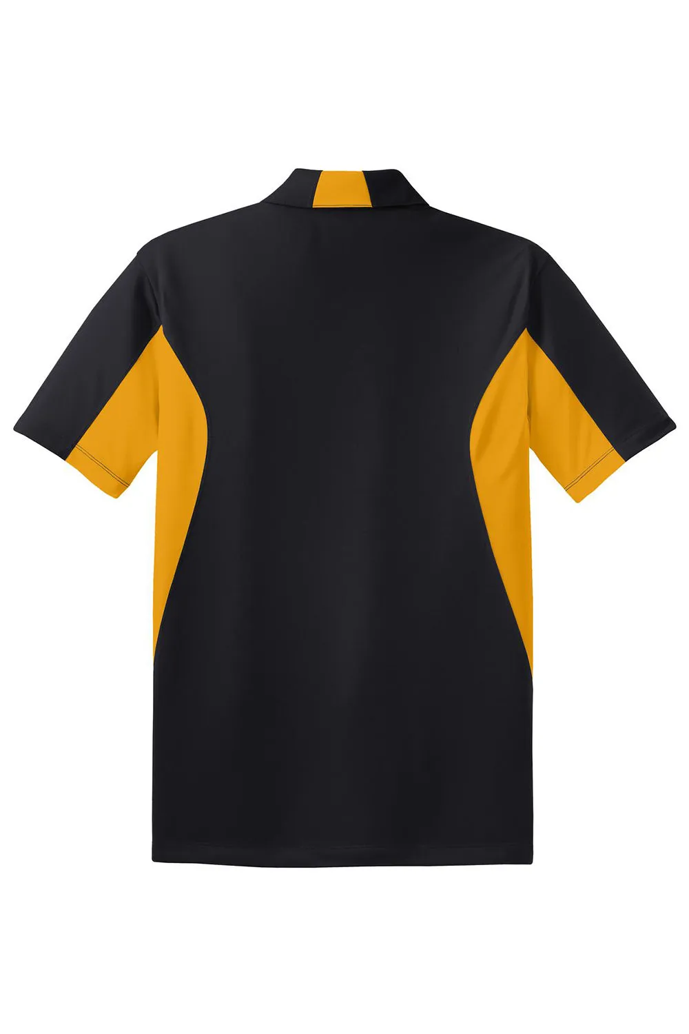 Sport-Tek Mens Sport-Wick Moisture Wicking Short Sleeve Polo Shirt - Black/Gold