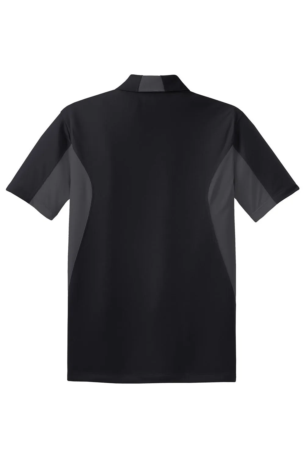Sport-Tek Mens Sport-Wick Moisture Wicking Short Sleeve Polo Shirt - Black/Iron Grey