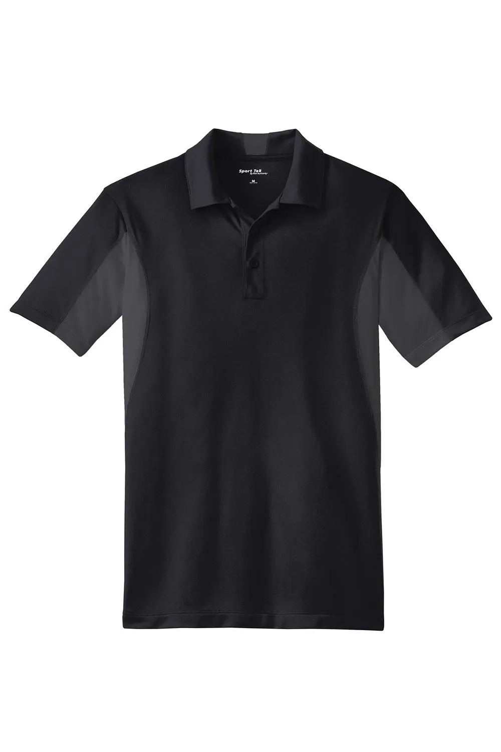 Sport-Tek Mens Sport-Wick Moisture Wicking Short Sleeve Polo Shirt - Black/Iron Grey