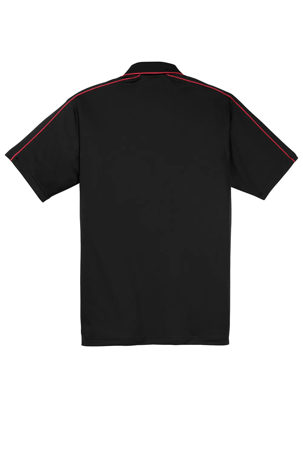 Sport-Tek Mens Sport-Wick Moisture Wicking Short Sleeve Polo Shirt - Black/True Red