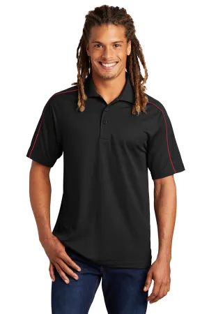 Sport-Tek Mens Sport-Wick Moisture Wicking Short Sleeve Polo Shirt - Black/True Red