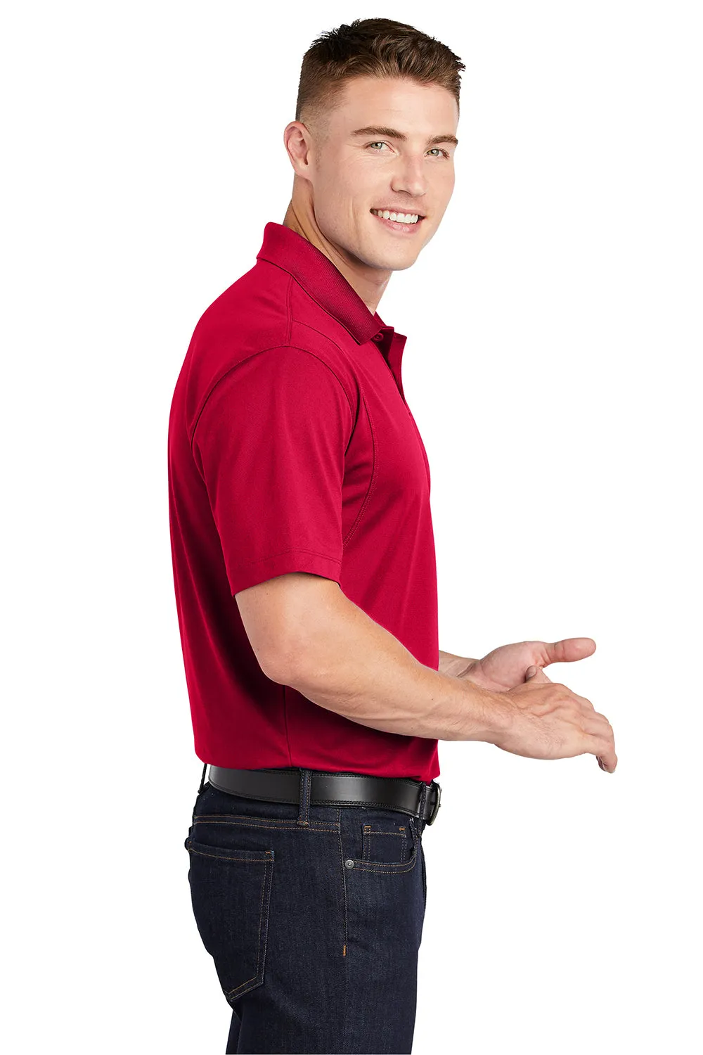 Sport-Tek Mens Sport-Wick Moisture Wicking Short Sleeve Polo Shirt - Deep Red
