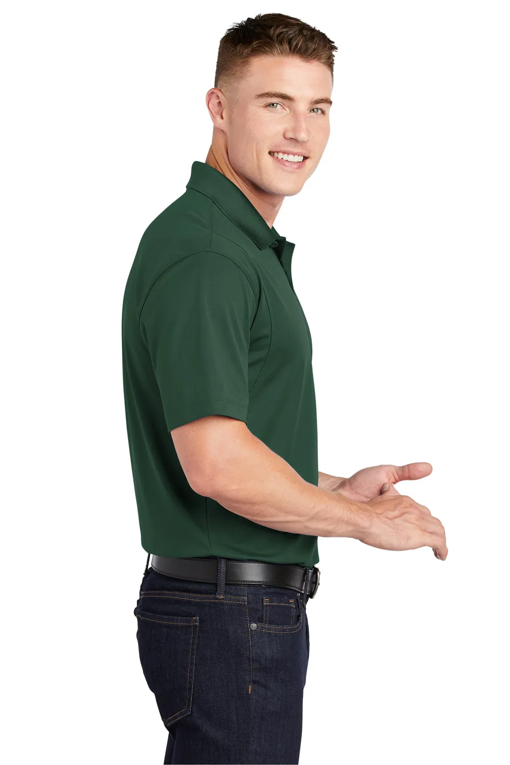 Sport-Tek Mens Sport-Wick Moisture Wicking Short Sleeve Polo Shirt - Forest Green