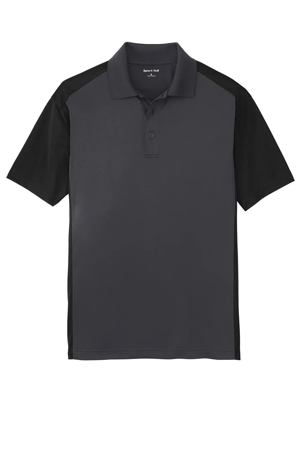 Sport-Tek Mens Sport-Wick Moisture Wicking Short Sleeve Polo Shirt - Iron Grey/Black
