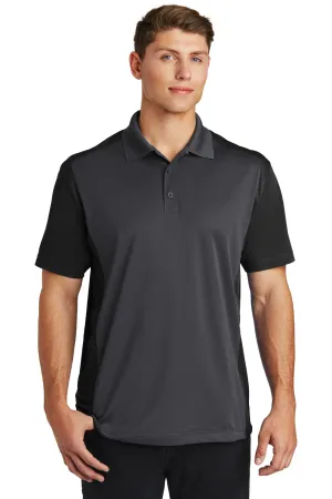Sport-Tek Mens Sport-Wick Moisture Wicking Short Sleeve Polo Shirt - Iron Grey/Black