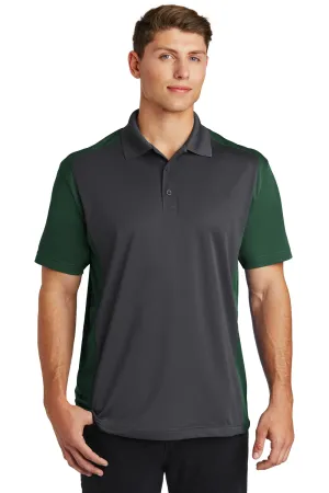 Sport-Tek Mens Sport-Wick Moisture Wicking Short Sleeve Polo Shirt - Iron Grey/Forest Green
