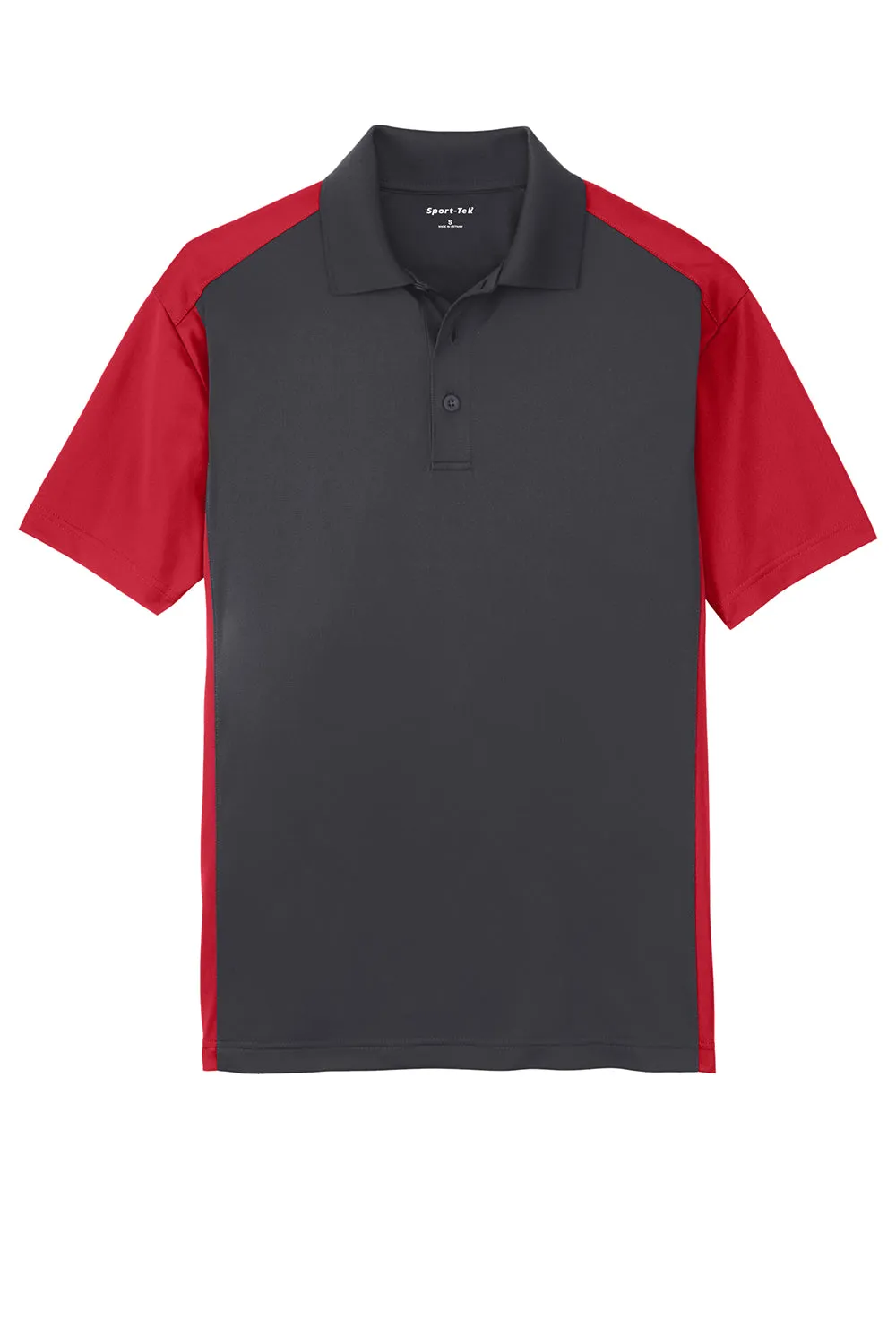 Sport-Tek Mens Sport-Wick Moisture Wicking Short Sleeve Polo Shirt - Iron Grey/True Red