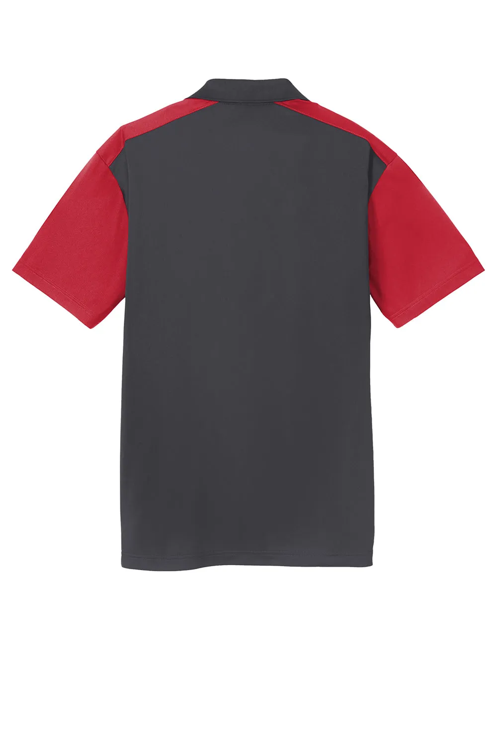 Sport-Tek Mens Sport-Wick Moisture Wicking Short Sleeve Polo Shirt - Iron Grey/True Red
