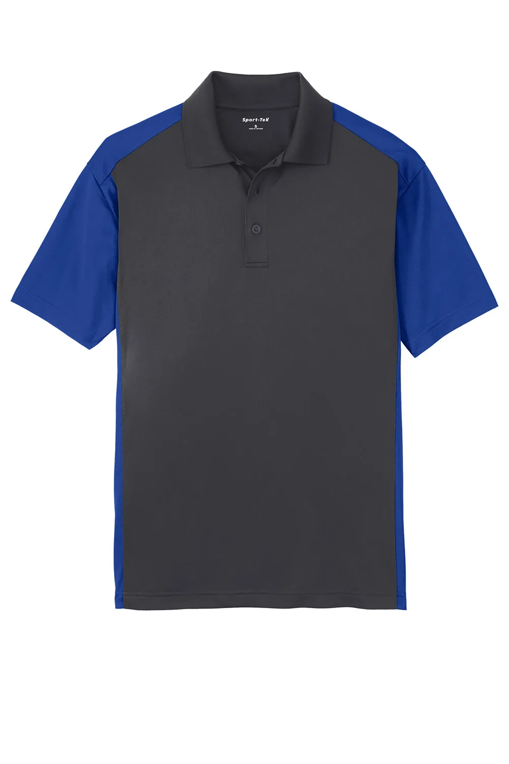 Sport-Tek Mens Sport-Wick Moisture Wicking Short Sleeve Polo Shirt - Iron Grey/True Royal Blue