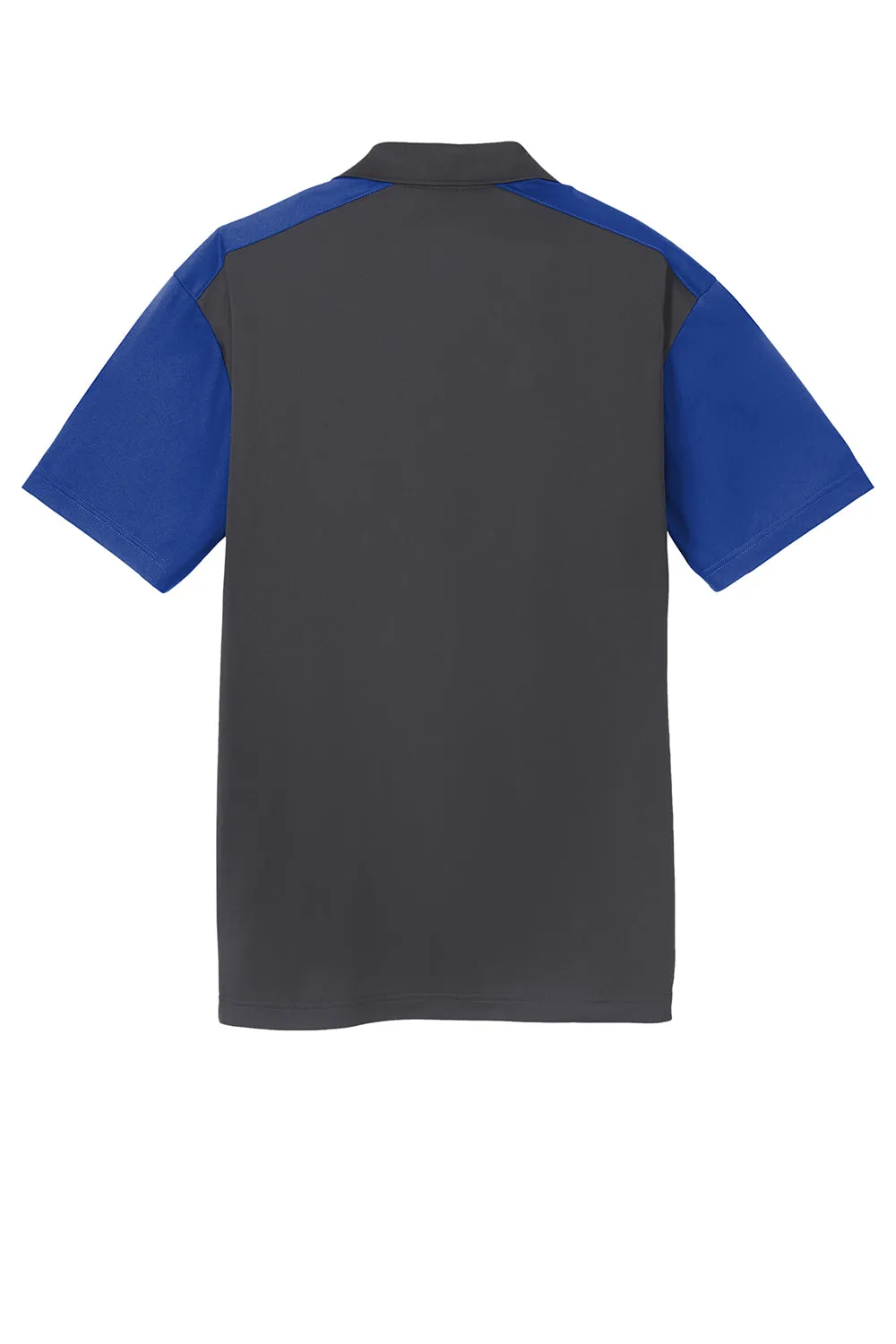Sport-Tek Mens Sport-Wick Moisture Wicking Short Sleeve Polo Shirt - Iron Grey/True Royal Blue