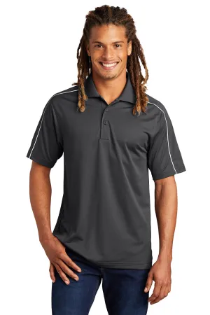 Sport-Tek Mens Sport-Wick Moisture Wicking Short Sleeve Polo Shirt - Iron Grey/White