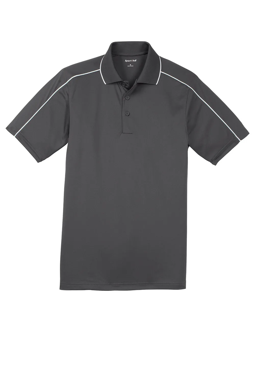 Sport-Tek Mens Sport-Wick Moisture Wicking Short Sleeve Polo Shirt - Iron Grey/White