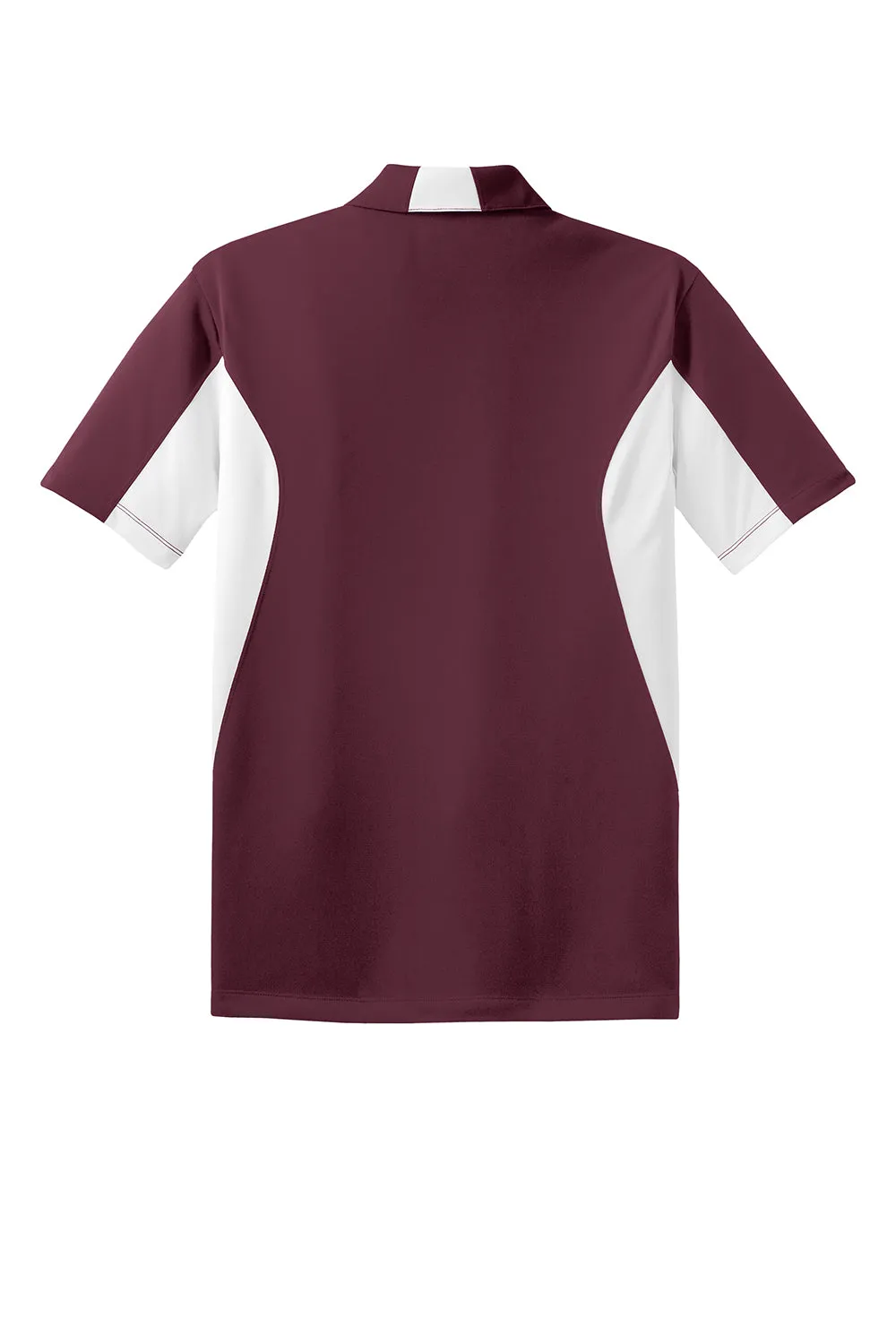 Sport-Tek Mens Sport-Wick Moisture Wicking Short Sleeve Polo Shirt - Maroon/White