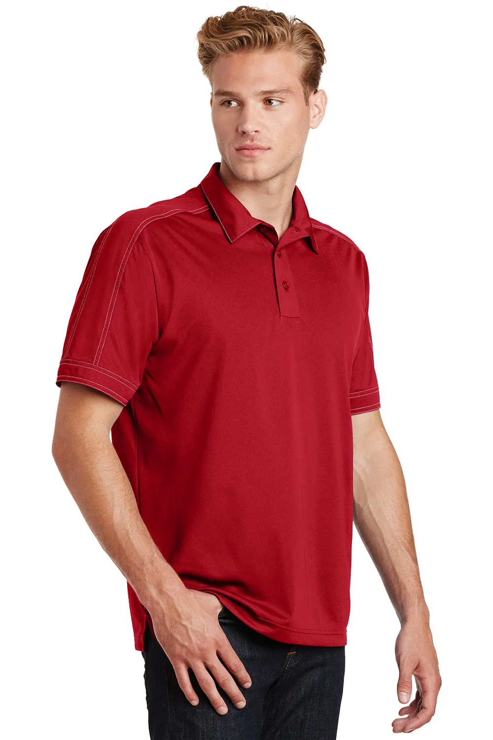 Sport-Tek Mens Sport-Wick Moisture Wicking Short Sleeve Polo Shirt - True Red - Closeout