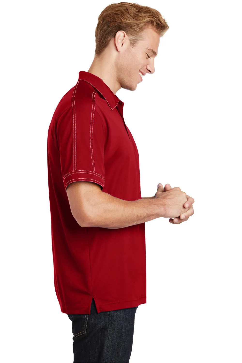 Sport-Tek Mens Sport-Wick Moisture Wicking Short Sleeve Polo Shirt - True Red - Closeout