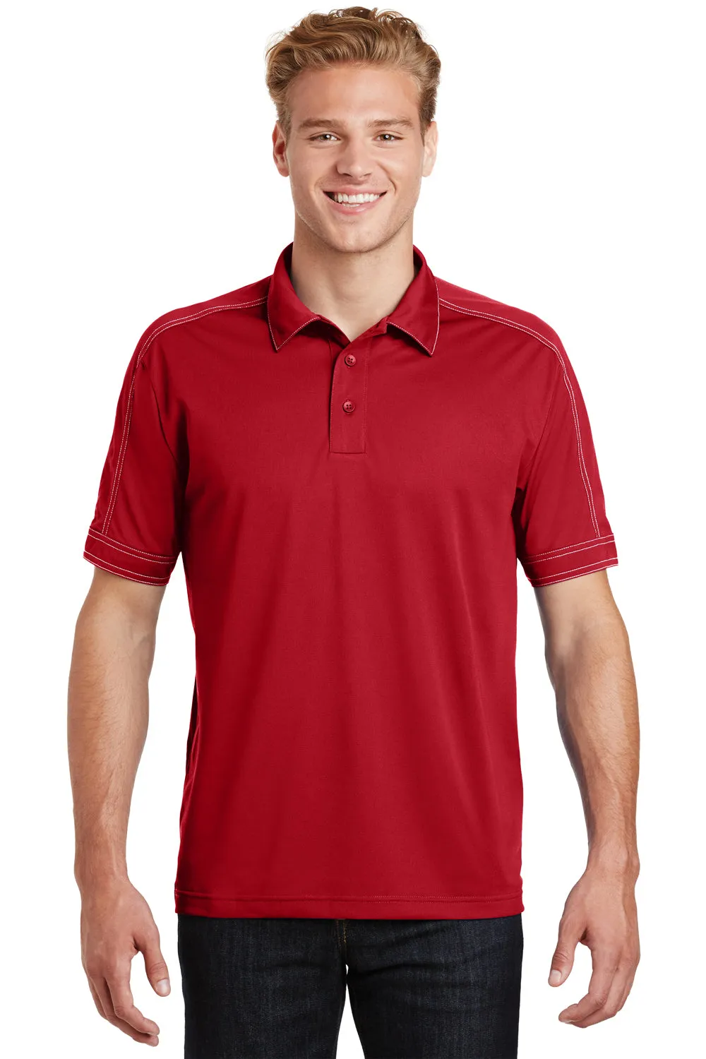 Sport-Tek Mens Sport-Wick Moisture Wicking Short Sleeve Polo Shirt - True Red - Closeout