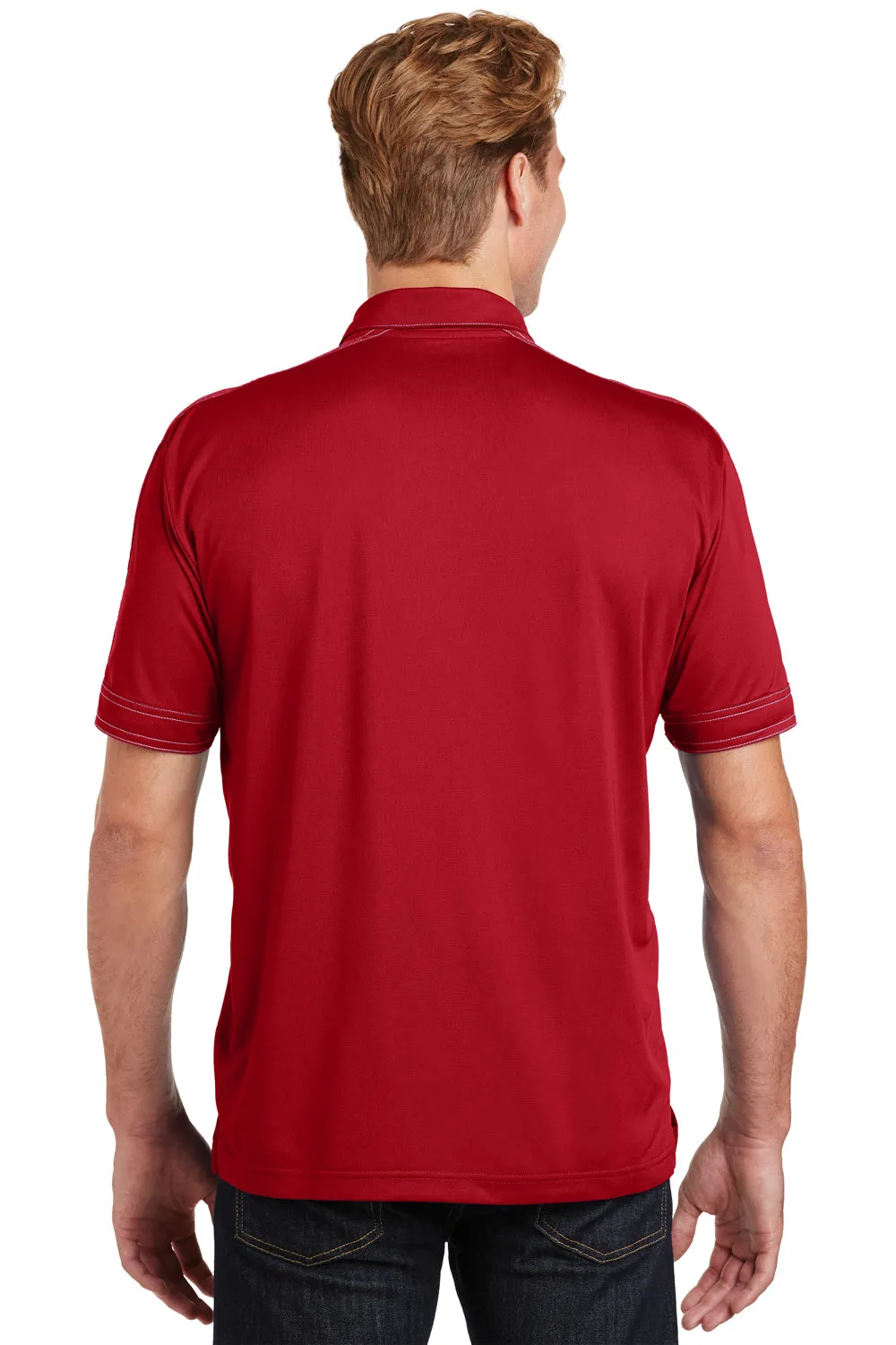Sport-Tek Mens Sport-Wick Moisture Wicking Short Sleeve Polo Shirt - True Red - Closeout