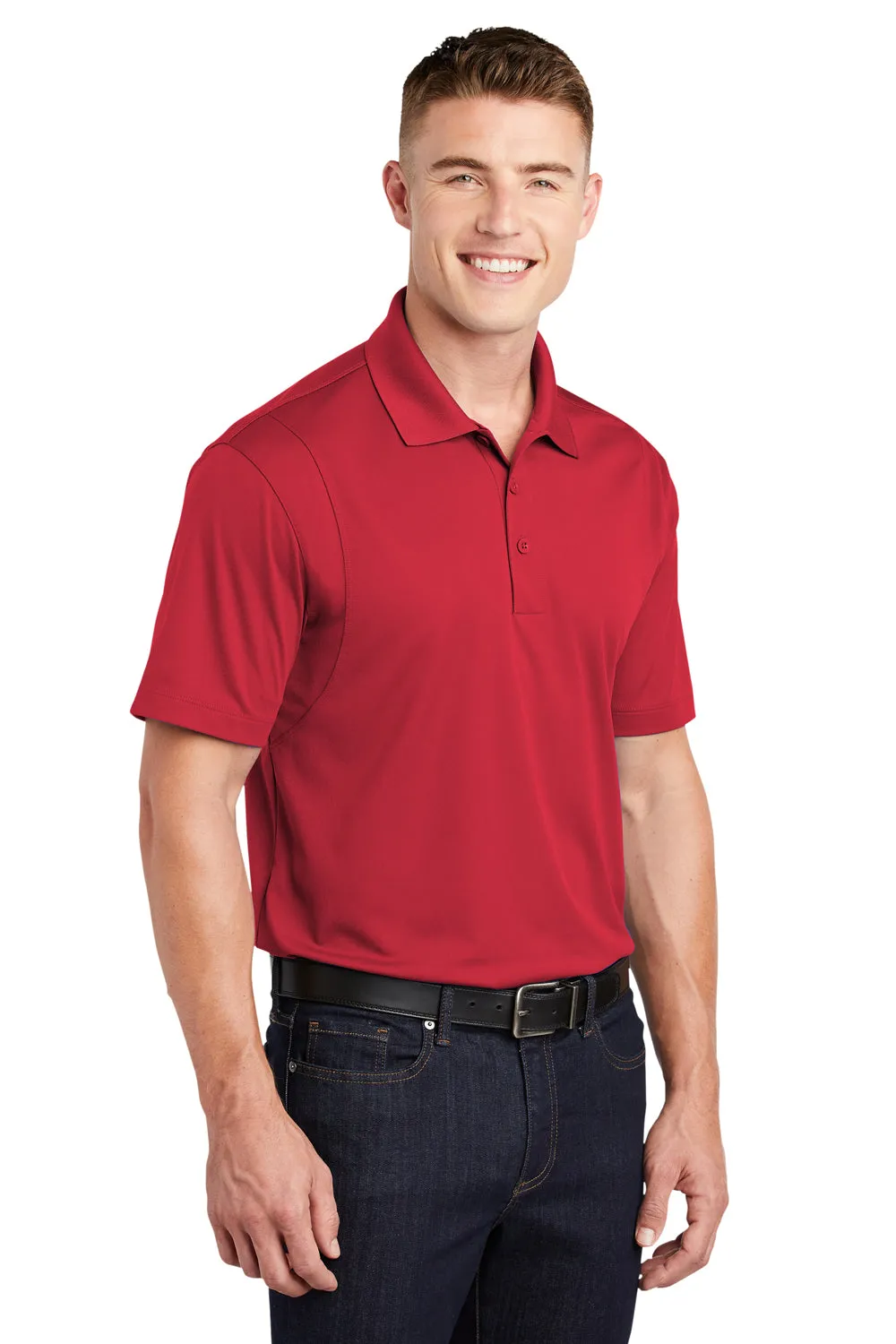 Sport-Tek Mens Sport-Wick Moisture Wicking Short Sleeve Polo Shirt - True Red