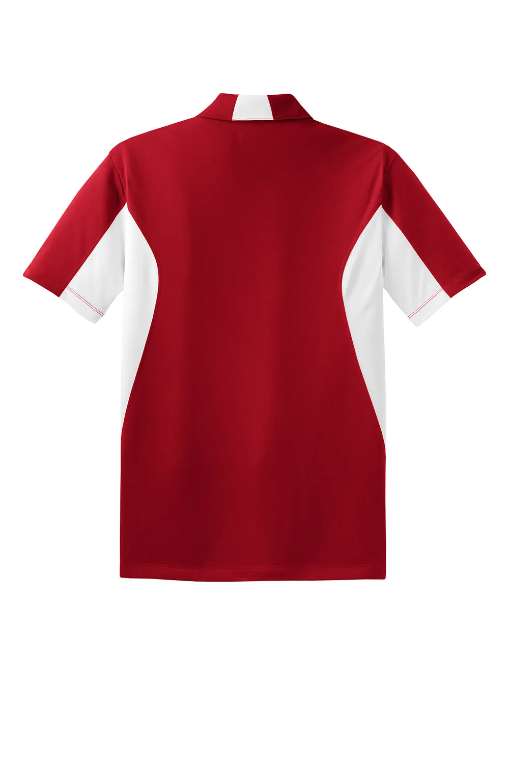 Sport-Tek Mens Sport-Wick Moisture Wicking Short Sleeve Polo Shirt - True Red/White