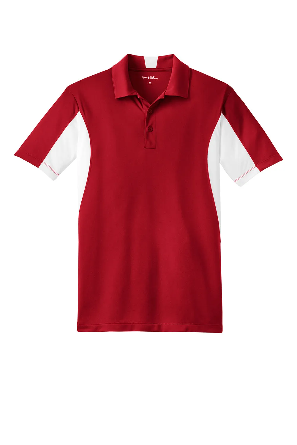 Sport-Tek Mens Sport-Wick Moisture Wicking Short Sleeve Polo Shirt - True Red/White