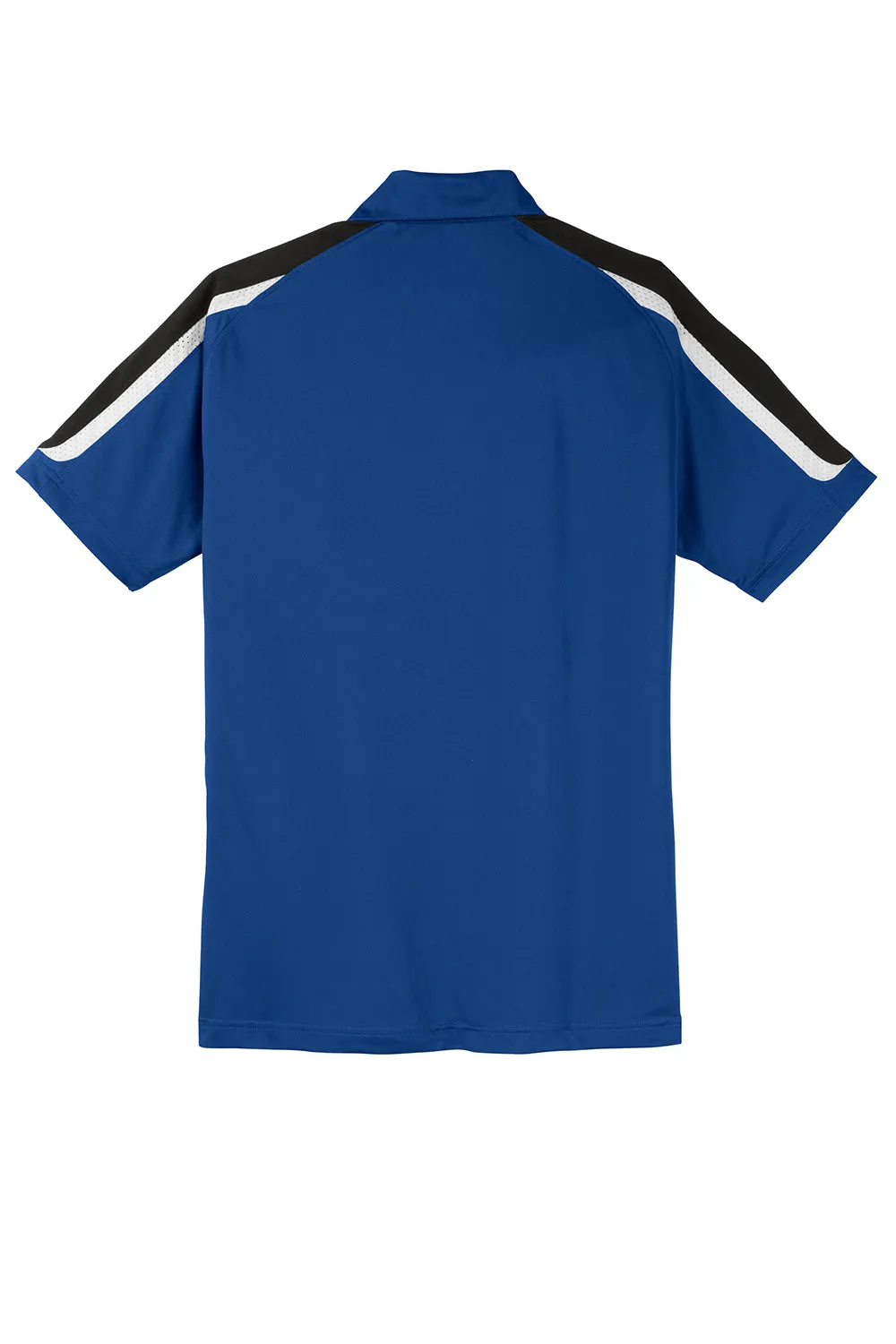 Sport-Tek Mens Sport-Wick Moisture Wicking Short Sleeve Polo Shirt - True Royal Blue/Black/White
