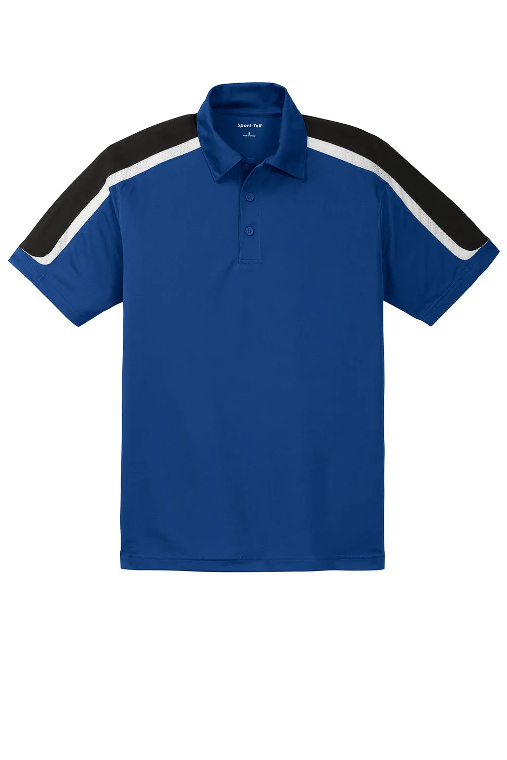 Sport-Tek Mens Sport-Wick Moisture Wicking Short Sleeve Polo Shirt - True Royal Blue/Black/White