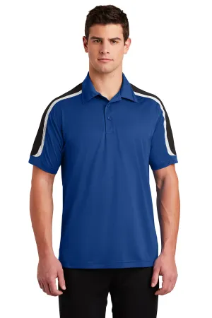 Sport-Tek Mens Sport-Wick Moisture Wicking Short Sleeve Polo Shirt - True Royal Blue/Black/White