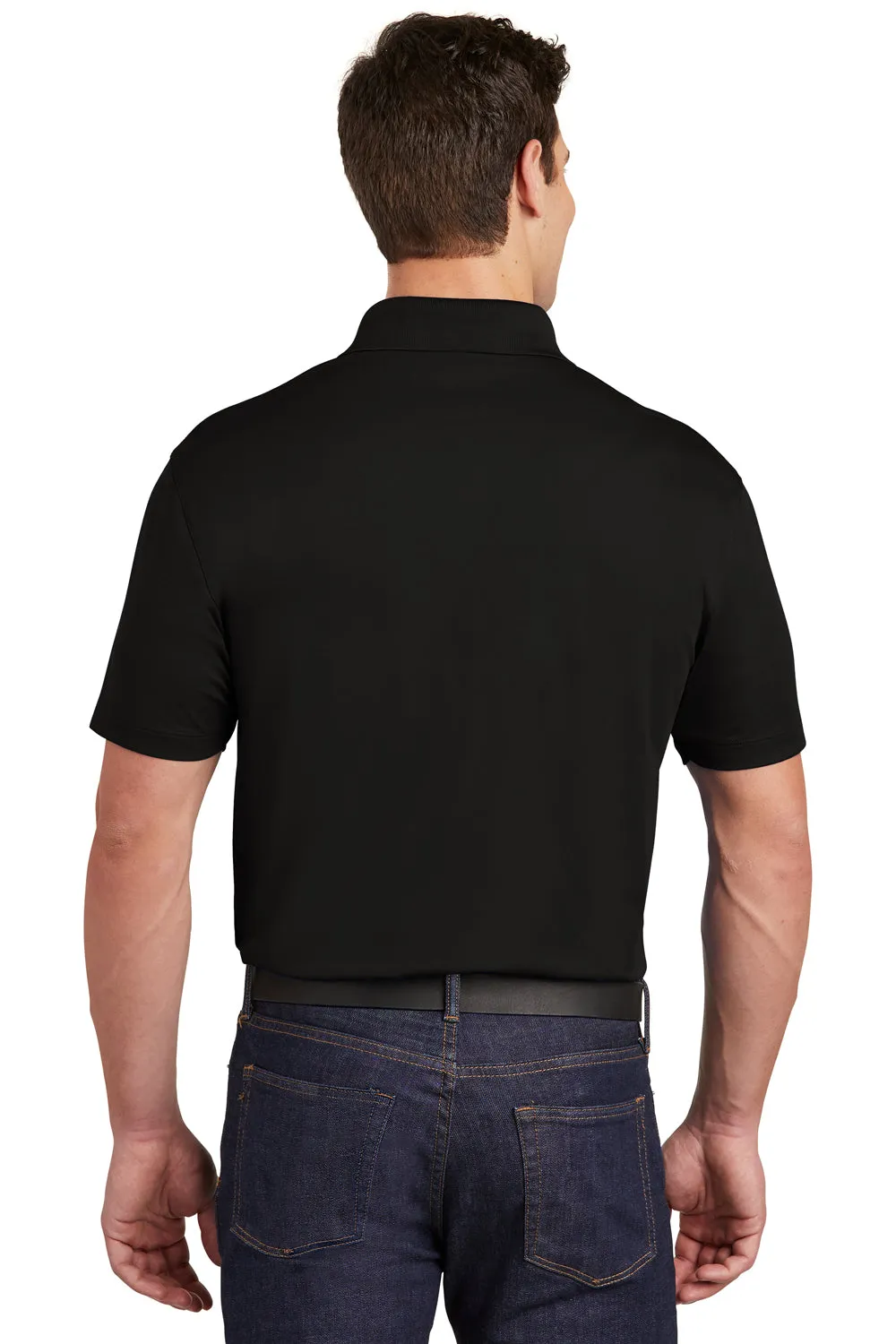 Sport-Tek Mens Sport-Wick Moisture Wicking Short Sleeve Polo Shirt w/ Pocket - Black