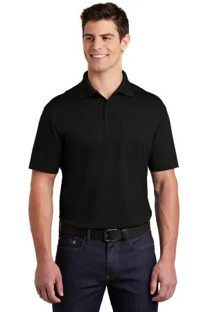 Sport-Tek Mens Sport-Wick Moisture Wicking Short Sleeve Polo Shirt w/ Pocket - Black