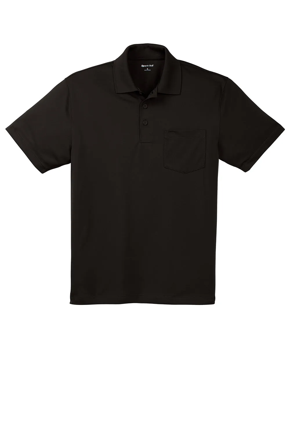 Sport-Tek Mens Sport-Wick Moisture Wicking Short Sleeve Polo Shirt w/ Pocket - Black