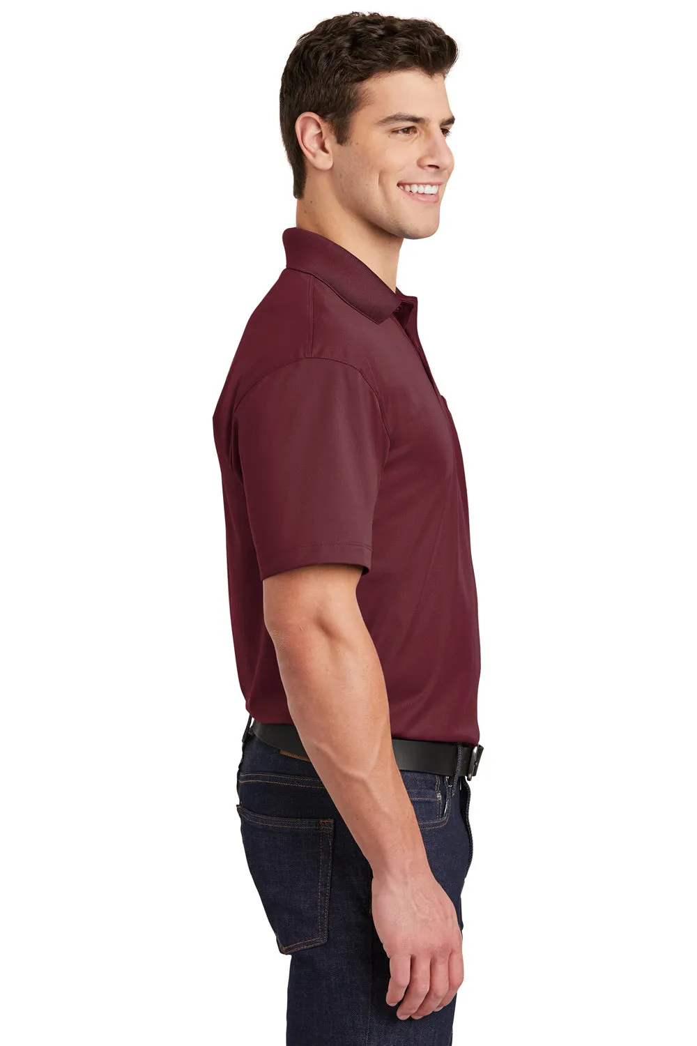 Sport-Tek Mens Sport-Wick Moisture Wicking Short Sleeve Polo Shirt w/ Pocket - Maroon