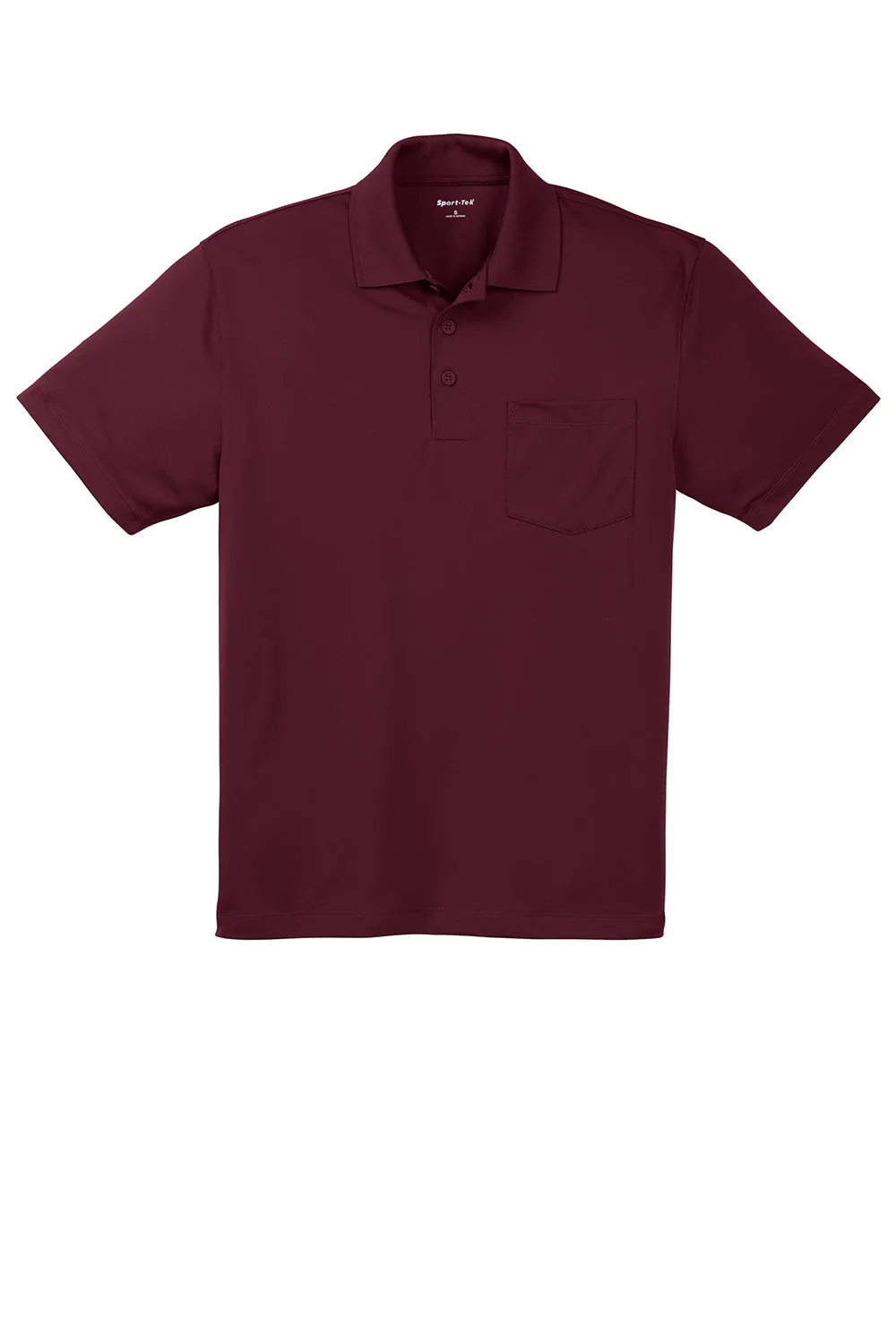 Sport-Tek Mens Sport-Wick Moisture Wicking Short Sleeve Polo Shirt w/ Pocket - Maroon