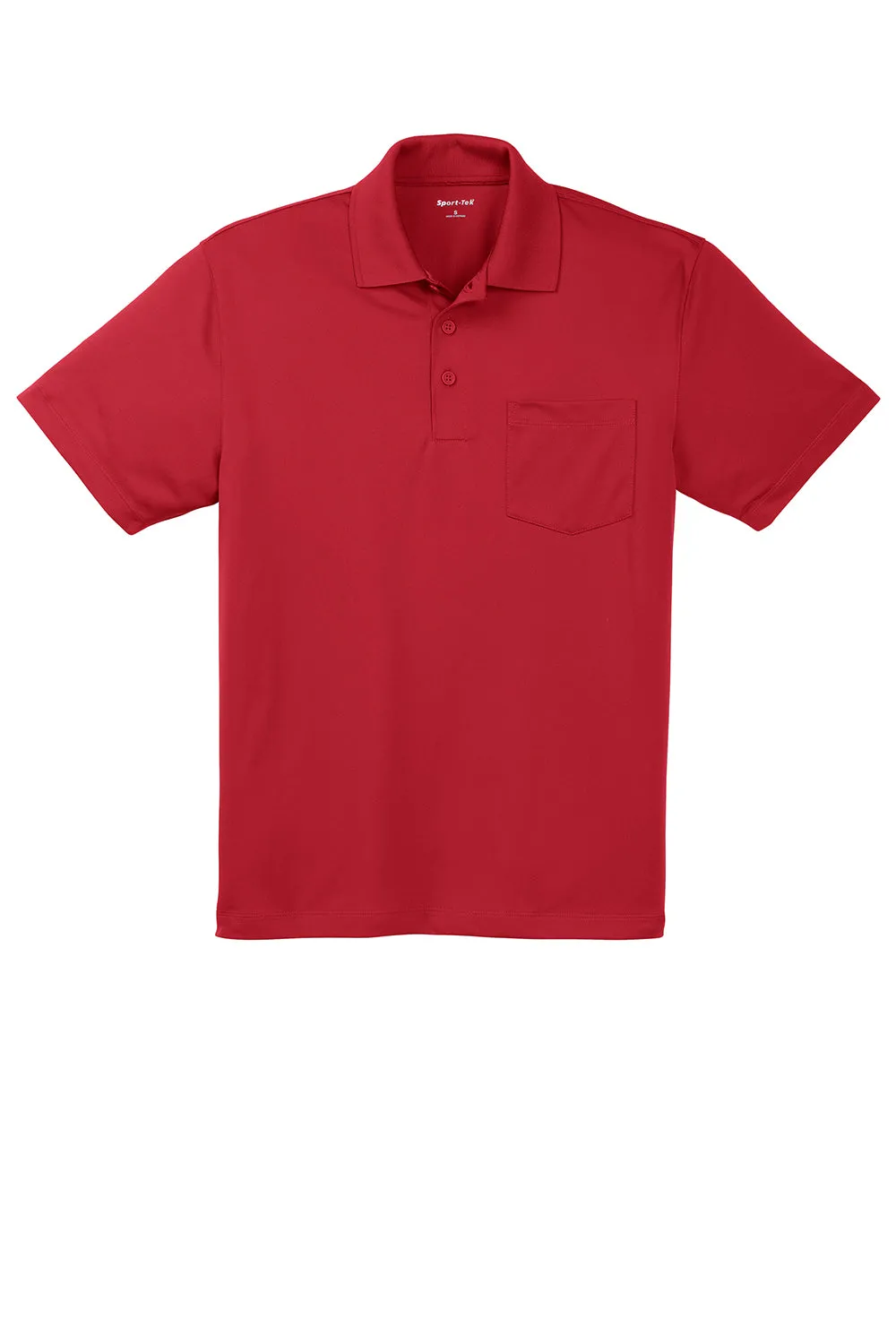 Sport-Tek Mens Sport-Wick Moisture Wicking Short Sleeve Polo Shirt w/ Pocket - True Red