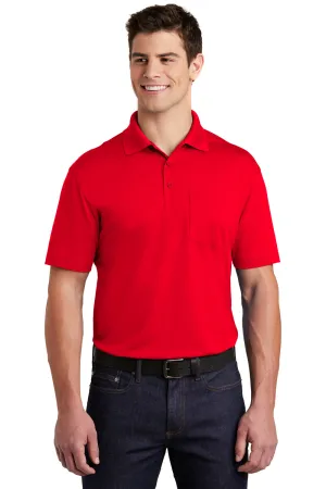 Sport-Tek Mens Sport-Wick Moisture Wicking Short Sleeve Polo Shirt w/ Pocket - True Red