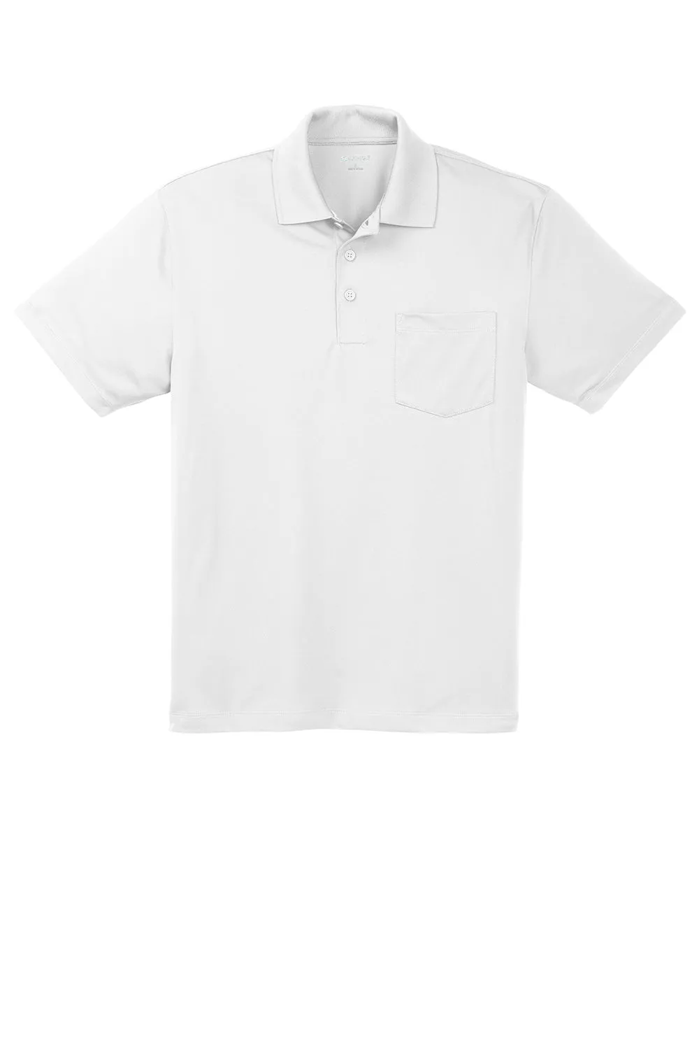 Sport-Tek Mens Sport-Wick Moisture Wicking Short Sleeve Polo Shirt w/ Pocket - White