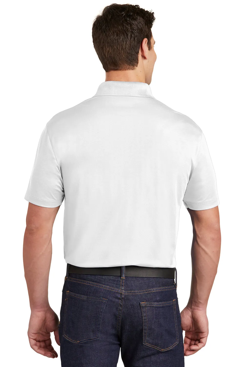 Sport-Tek Mens Sport-Wick Moisture Wicking Short Sleeve Polo Shirt w/ Pocket - White