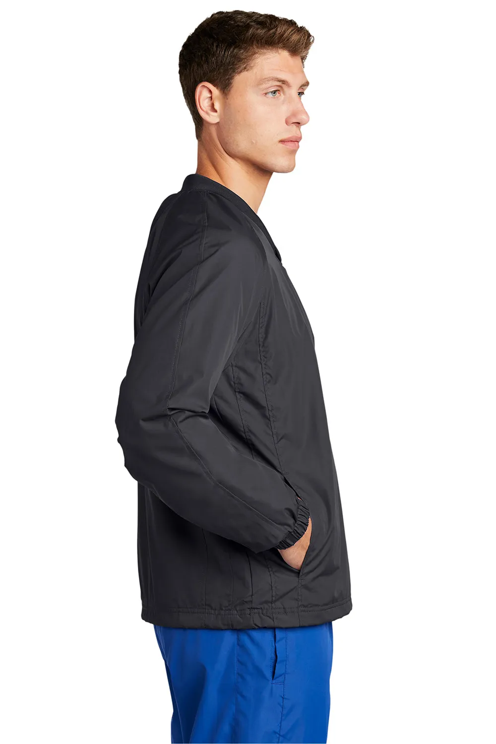 Sport-Tek Mens V-Neck Wind Jacket - Graphite Grey