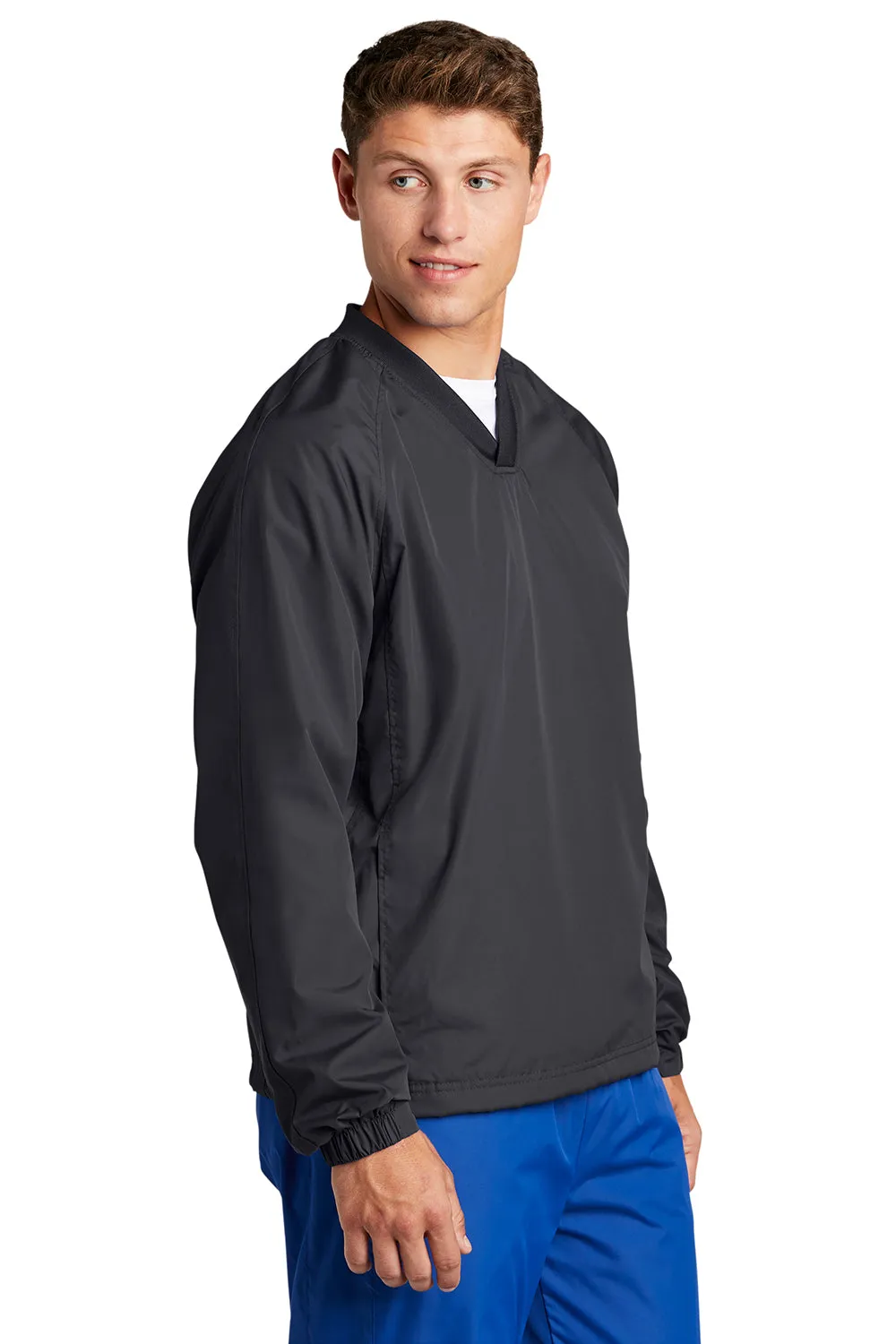 Sport-Tek Mens V-Neck Wind Jacket - Graphite Grey