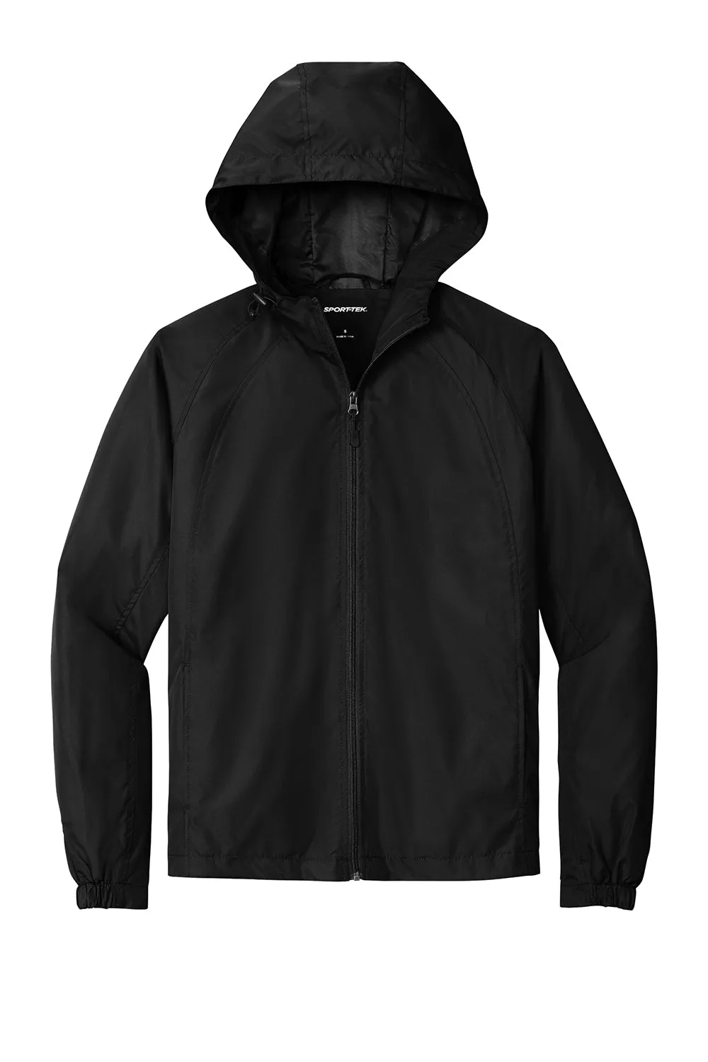 Sport-Tek Mens Water Resistant Full Zip Hooded Jacket - Black