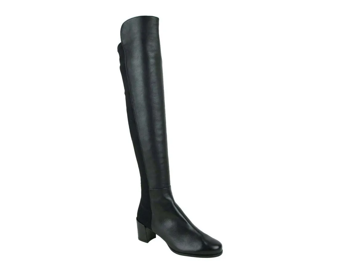 Stuart Weitzman Women's Mid Nappa Leather With Elastic Back Heel Knee Boot
