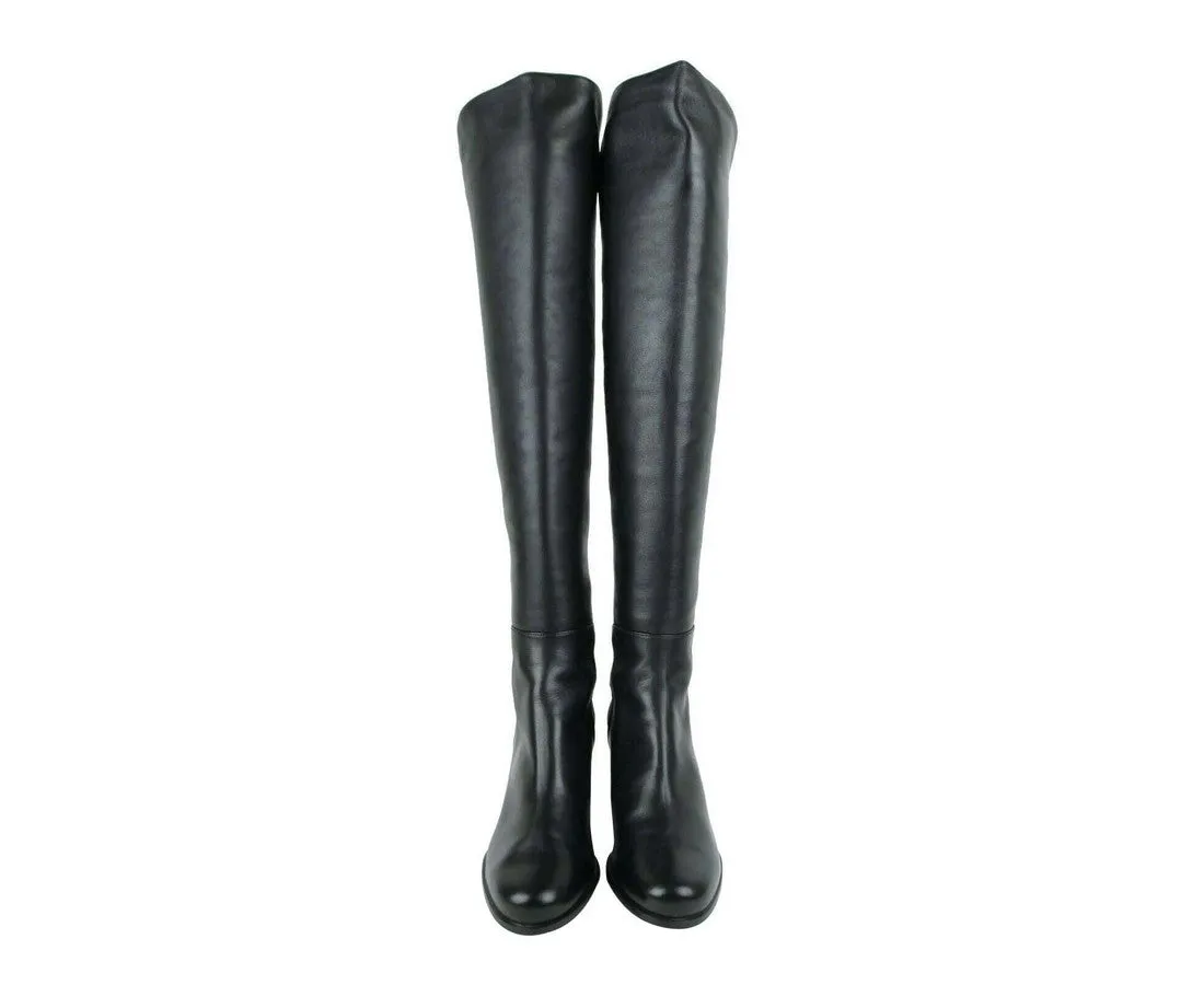 Stuart Weitzman Women's Mid Nappa Leather With Elastic Back Heel Knee Boot