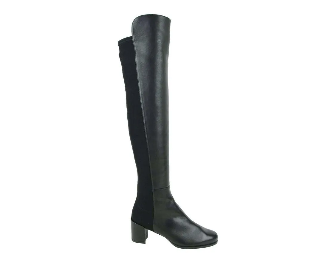 Stuart Weitzman Women's Mid Nappa Leather With Elastic Back Heel Knee Boot