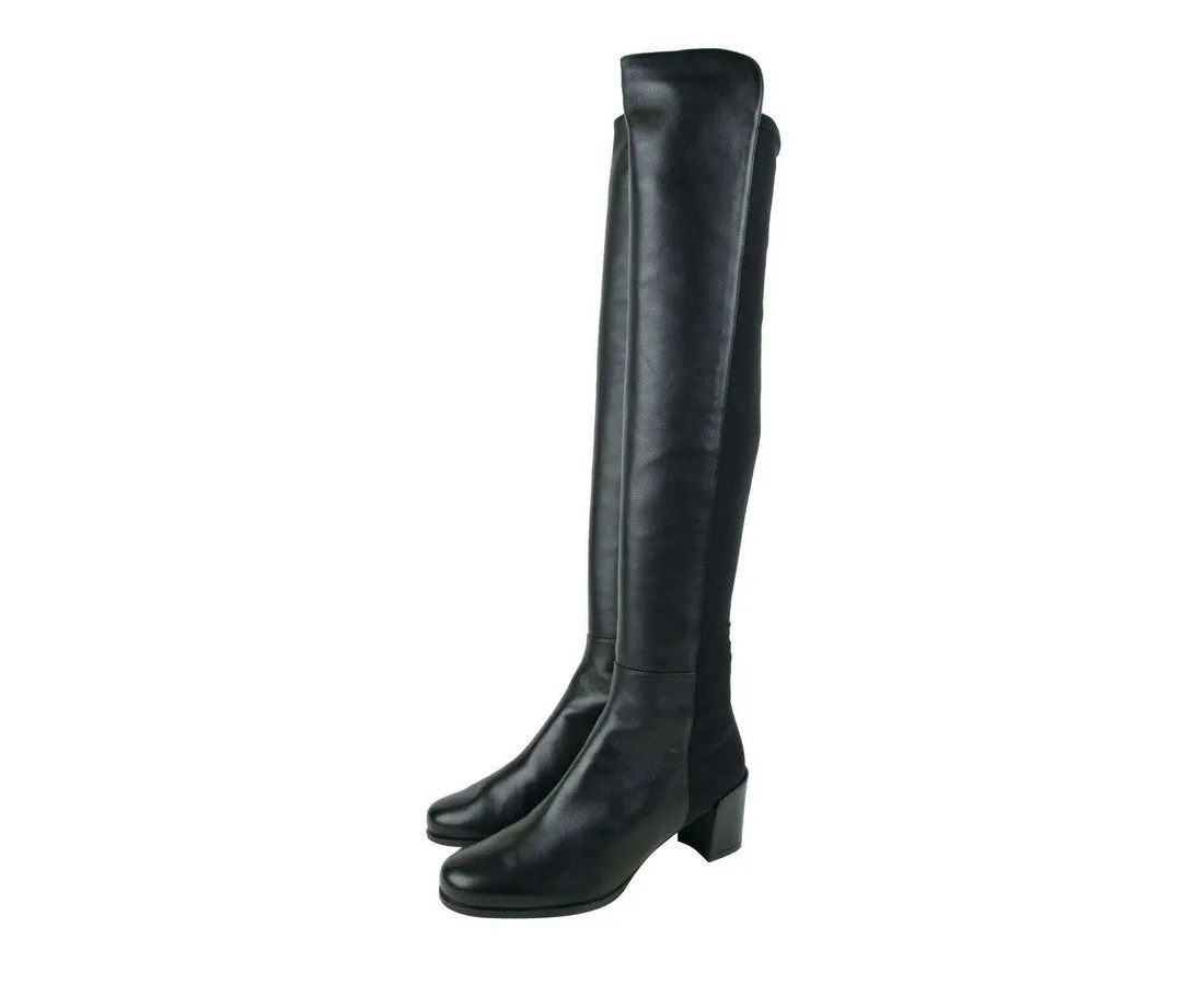 Stuart Weitzman Women's Mid Nappa Leather With Elastic Back Heel Knee Boot